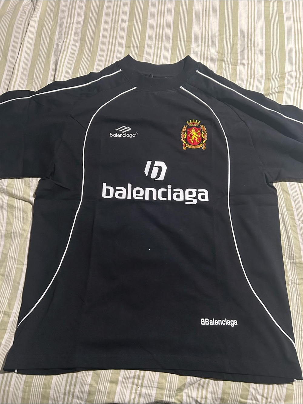 Balenciaga Black Jersey with White Logo and Crest